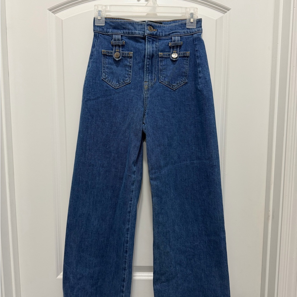 Veronica Beard -Grant Classic Blue Wide Leg Jeans